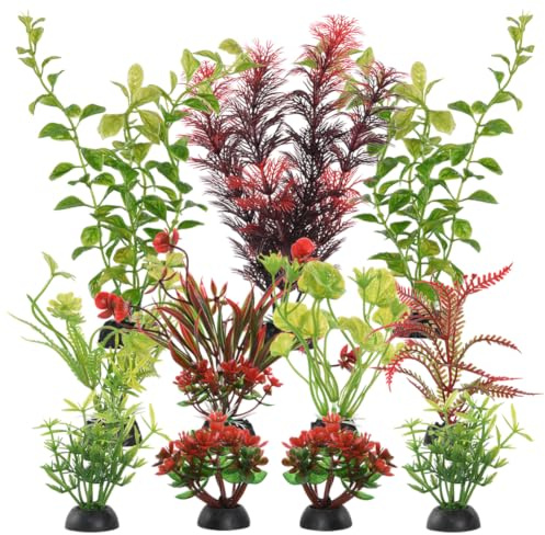 AOOTE Aquarium Decoration Plante, 11pcs Plantes Artificielle Aquarium Deco,Plante Aquariums pour Poissons,Accessoires de Cachett pour Poissons,Aquariums Plants pour la Maison et Le Bureau