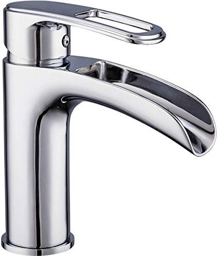 Frap Rubinetto miscelatore a cascata per lavabo da bagno, miscelatore monocomando per bagno, cromato