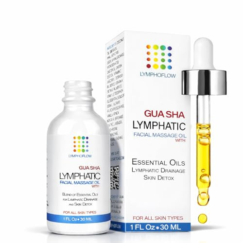 Bruizex Lymphatic Drainage Oil for Face & Neck Massage, Coconut & Jojoba Oil for Skin Facial Oil for Gua Sha or Jade Roller, Boosted with Vitamins E & C, Hyaluronic Acid & Retinol - 1 Fl Oz