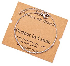 JoycuFF Morse Code Bracelets for Women Funny Inspirational Gifts Jewelry for Friends Friendship Gifts Birthday Graduation Handmade Bracelet Personalized Partner in Crime