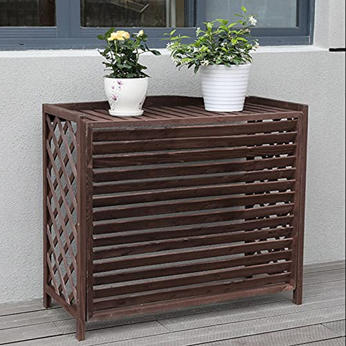 Klimaanlagen Abdeckung Holz Blumenständer Draußen Massivholz Klimaanlage Zaun Bildschirm Korrosionsschutz Dekorativer Bildschirm Der Klimaanlage Sichtschutz Zäune Jalousien Design ( Color : Carbonized