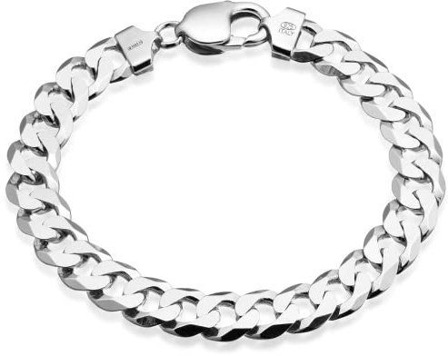 QUADRI - Elegante Armband aus Panzerkette (Cubana) - Breite 12mm - für Männer und Frauen aus 925er Echtsilber - Länge 20.30 cm - Silberkette Kette anlaufgeschützt - Zertifikat Made in Italy