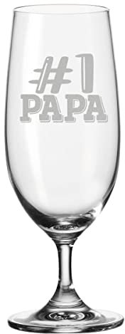 Leonardo Vaso de cerveza con grabado - #1 Papa - Tulipán de cerveza como regalo para padres - Idea de regalo para hombres para cumpleaños - Regalos para papá para el día del padre - 280 ml