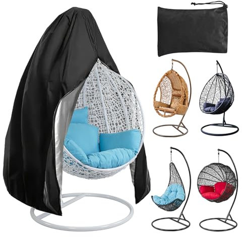 Hängesessel Abdeckung mit Reißverschluss, Schwingsessel Hängekorb Hängestuhl Schutzhülle Hängeliege, Abdeckung für Hängesessel, Swing Egg Chair Cover, Wasserdicht, Winddicht, UV-Beständiges 190*115cm