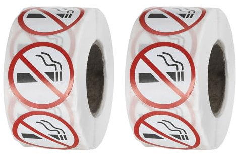 PATIKIL Segnale di Avvertimento, 1000pz 1Dia Etichette Adesive Cartelli Divieto Fumo Cartello Vietato Fumare