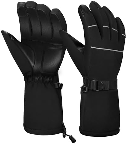 BLUEVER Guanti da Sci Impermeabili Termici, Touchscreen Antivento per Uomo Donna, per Sci, Snowboard, Ciclismo, Corsa in Inverno