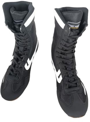 Viaoragiosa Bottes de Boxe de Fitness,Chaussures de Boxe High Top,Chaussures de Lutte Professionnelles,Soutien élevé,Résistantes à l'abrasion,pour Sports Combat,AthléTisme,Fitness,Gym,Boxe.