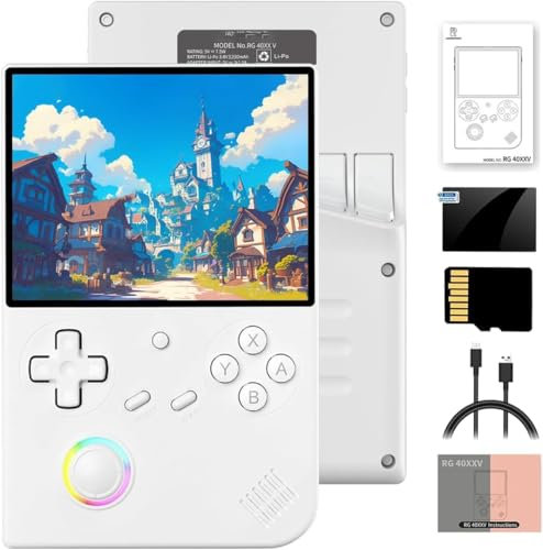 RG40XXV Retro Handheld Game Console - 4.0” IPS Screen, Linux System, 64GB SD Card with 5528 Classic Games, H700 Quad-Core CPU, 5G WiFi, Bluetooth 4.2, TV Output, 3200mAh Battery (white)