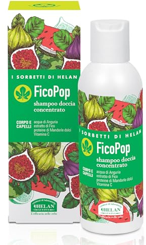 Helan I Sorbetti FicoPop - Shampoing et gel douche concentrés pour hommes et femmes à la vitamine C, aux amandes douces, à la pastèque et à la figue - Gel douche, 150 ml