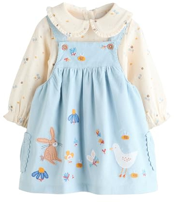 NEXT Bébé fille Ensemble avec body chasuble à manches longues et collants pour bébé Blue Character 3 Mois