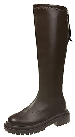 cfpqv Stivali da equitazione da donna, in pelle, sopra il ginocchio, per autunno, inverno, da donna, al ginocchio, da cowboy, da lavoro, marrone, 39 EU