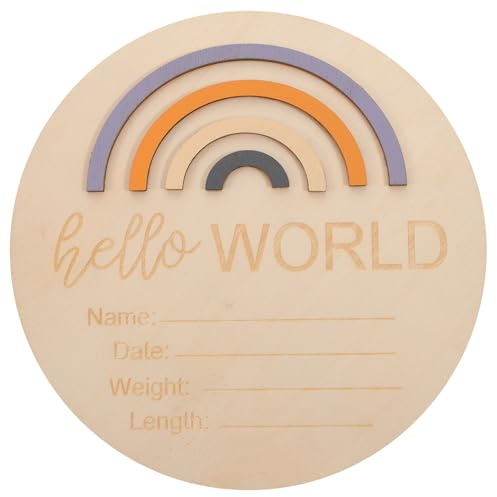 Mikinona Baby Monthly Wooden Circle Birth Announcement Sign Photo Prop for Newborns and Toddlers Safe to Hands No Burrs for Hospital Or Baby Shower Use