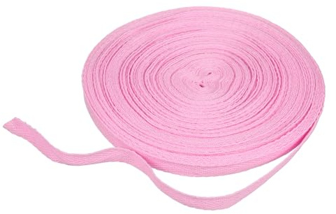 QUARKZMAN Nastro in Cotone A Spina di Pesce 10mm X 21 Metri Nastro A Tessitura Obliqua Rotolo di Nastro per Fettuccia Bias per Fai da Te Cucito Confezione Regalo Rosa Chiaro
