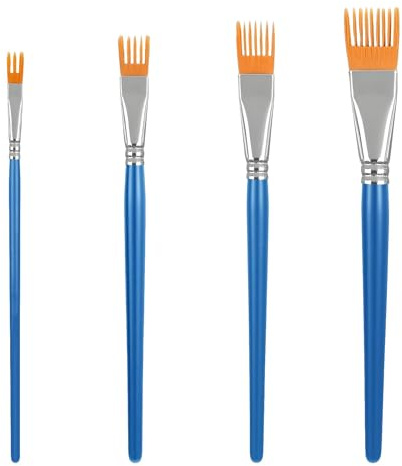 Set di 4 pennelli per artisti a pettine, rastrello per pittura con manico in legno di betulla, pennelli per pittura acrilica per effetti speciali per biglietti d'auguri e lavori