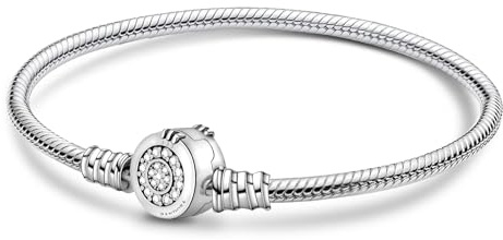 Ruaidhra Signature Krone Charms Anhänger Armband Damen Sterling Silber 925,Charm für Armbänder,Schlangenkette,Bettelarmband,Bracelet for Women,Geburtstagsgeschenk,Geschenk für Frauen,16cm