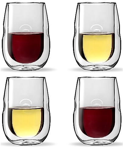 Ozeri Moderna Artisan Series Double Wall Insulated 10 oz Wine Glasses, Set of 4