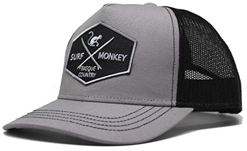 DRESSED IN MUSIC PLAY WITH ME Gorra Tipo Trucker - Visera Curvada - Diseño 5 Paneles - Parche Cosido Parte Frontal - Cierre Ajustable Snapback - Corona de Perfil bajo (Gris Claro/Negro)