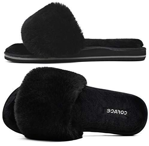 COFACE Plüsch Hausschuhe Damen Fell Pantoffeln Flauschige Schlappen Winter Warm Badeschuhe Puschen für Damen Slippers Women 39