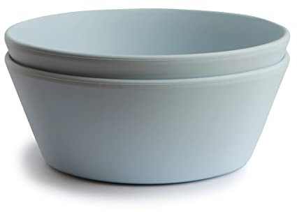 mushie Runde Essgeschirr-Schalen für Kinder | 2er-Set | Hergestellt in Dänemark | BPA-frei | Spülmaschinenfest | Sichere, Hochwertige & Langlebige Erstausstattung | Powder Blue