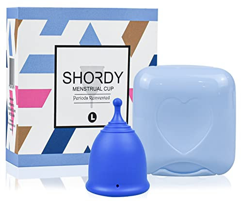 SHORDY Menstrual Cup, Single Pack (Large) with Box, Soft & Flexible, Copa Menstrual Kit for Women | Up to 12 Hours of Comfort, Eco-Friendly & Safer Alternative to Pads & Tampons (Blue)