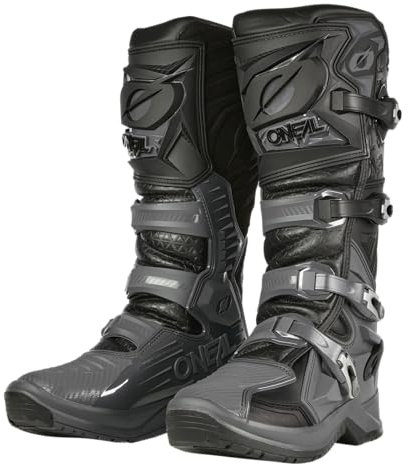 O'NEAL | Motocross-Stiefel | Enduro Motorrad | Anti-Rutsch Außensohle für maximalen Grip, Hitzeschutz aus hochwertigem Mikrofaser | RMX PRO Boot V.24 | Erwachsene | Schwarz Grau | Größe 45