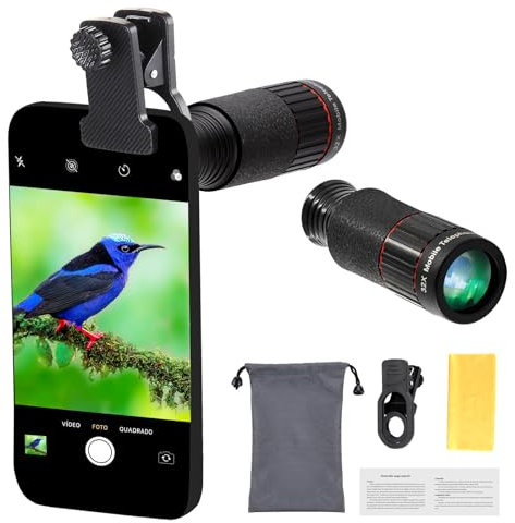 MoYinG Lente telefoto de Enfoque Largo 32X, teleobjetivo Zoom con Clip de teléfono para cámaras de teléfonos Inteligentes