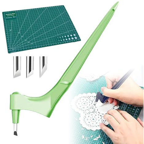 Craft Schneidwerkzeuge, 2025 Neue Edelstahl Bastelmesser Skalpell 360 Grad Präzisions mit 3 Ersatzklingen, 1 Schneidematte, Handwerkszeug Papierschneider für Handwerk Scrapbooking (Grün)