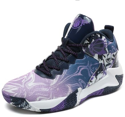 Mens Basketball Shoes High Top Casual Shoes Athletic Walking Mesh Comfortable Sports Shoe for Men Running Outdoor Fashion Lightweight Sneaker Purple