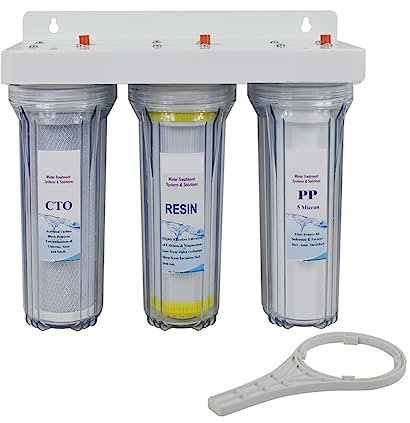 Reverse Osmosis System, Système de filtration d'eau potable en 3 étapes, port 3/4 avec sédiments, bloc de carbone, filtre en résine rendant l'eau dure à l'eau douce
