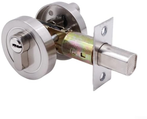 Yhenlovtt Zinc Alloy Invisible Door Lock with Key for Home and Office, Concealed Security Lock with Internal Rotary Button and External Key Access(BRUSHED COLOR)