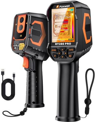 FOXWELL RT280 PRO Wärmebildkamera 640x480 Bildauflösung, -20℃-550℃ Doppelkamera Wärmekamera mit 2MP Visualkamera Thermokamera 512x384 TISR-Auflösung, Infrared-Camera mit PC 2D/3D-Analyse 32GB Speicher