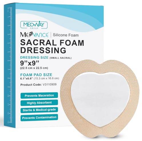 MedVance Silicone Foam Adhesive Dressing, 9x9 Sacral, Box of 5