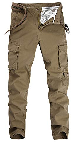 Pantalones Cargo Hombre Pantalon Cargo Militar Multibolsillos Pantalones De Trabajo con Bolsillos Laterales Caballeros Largos Anchos Slim Fit Skinny Stretch Outdoor Casual Clasicos Modernos Caqui 32