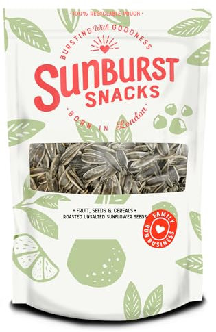 Sunburst Snacks Sunflower Seeds Roasted & Unsalted, Gluten Free, Vegan & High Protein Snack, Recyclable & Resealable Pouch, 500G