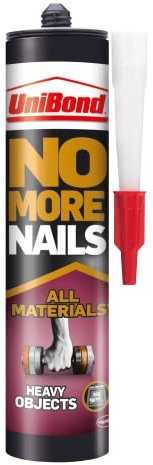 UniBond 2492936 No More Nails All Materials Heavy Objects Construction Adhesive, All Materials Grab Adhesive, High Strength Adhesive Bonding, White, 440 g Cartridge