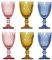 Solycarpa Juego De 6 Copas de Cristal Transparente para Fiesta, Boda o Bautizo Original y Resistente (2 Rosa + 2 Azul + 2 Ámbar). Ideal para Vino, Cava o Agua.
