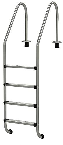 Astral Pool Tiefbeckenleiter 4 Stufen - WEIT, Edelstahl V2A, für eingelassene Schwimmbecken mit Einer Tiefe von 1,35-1,50 m