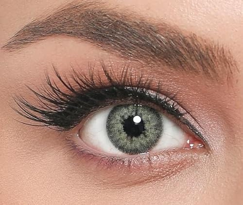 ICONIC lentilles de contact de couleur FOREST - lentilles mensuelles à forte opacité pour 3 mois en vert foncé, résultat naturel pour les yeux foncés, sans correction de la vue - 1 paire