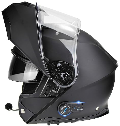 ViPER RSV191 Flip up Motorcycle Helmet with Blinc Bluetooth - Modular Double Visor Motorbike Helmets - Microphone Dual Speaker for Hands & Noise Free Automatic Answering ECE/ACU Gold Approved