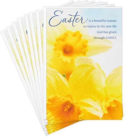 DaySpring Religious Easter Cards Pack, Daffodils (8 Cards with Envelopes)
