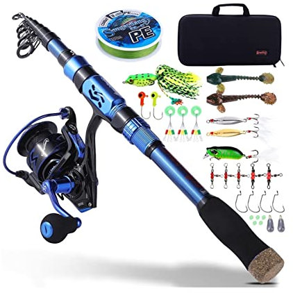 jbshop Angelrute Angelset 1.8-3.0m Teleskop-Angelkombination-Combo-tragbare ultraleiche Stab und 6,2: 1 Getriebe-Angel-Angelrolle Angeln Combo Angelrute Combo