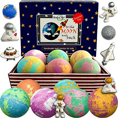 Galaxy Bath Bombs for Kids with Surprise Inside, Organic Bubble Bath Bombs with Educational Outer Space Planet Toys. Gentle, Natural & Kids Friendly, Easter Basket Essentials for Boy, Toddlers, Girls