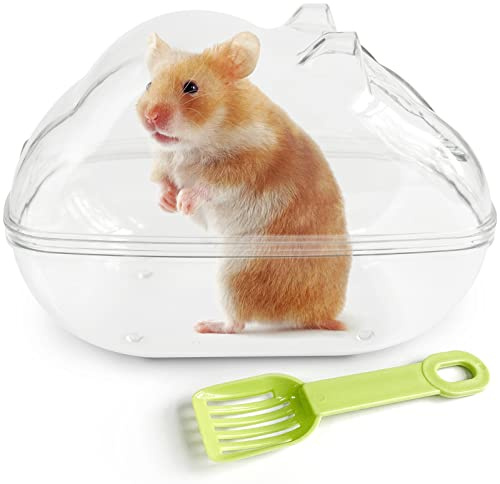 Hamster Sand Bath Syrian HamsterToilet with Shovel (L) Small Pet Bathtub sand bath for syrian Gerbil Dwarf Guinea Pig Rat Mice hamster-large