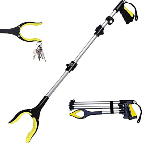 Ramasse-litière Pro de 109,2 cm avec pinces magnétiques pour adultes/handicapés, outils de ramassage de déchets (version professionnelle de 109,2 cm, jaune)
