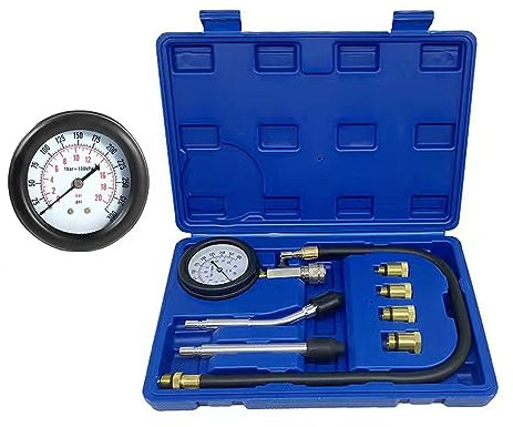 TONZACK Kit tester di compressione, tester di compressione standard, per benzina, 0-20 bar e 0-300 psi, di compressione per auto per controllare la compressione del motore, misura auto M10 M12