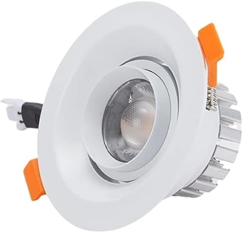 Recessed Lighting Housing Trim Kits Spotlight Round Aluminum LED Recessed Ceiling Lights Adjustable Focus Panel Downlight Lamp for Showroom Museum Clothing Integrated HOB(Color:White Light (6000k))