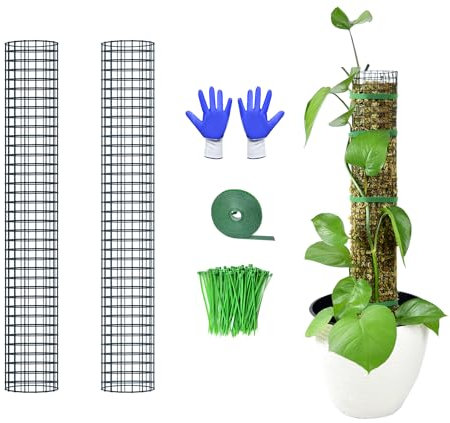 HOLANHING 2-pack mossstång, 61 cm mossstänger för växter, monstera, stapelbar sphagnum mossstång, växtstolpar för klätterväxter arbete med sphagnum mossa (2-pack 61 cm)