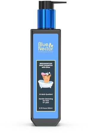 Blue Nectar Baby Shampoo with Natural Ghee for Gentle Cleansing | No Tear Formula | 0+ Year | for Dry & Sensitive Skin (200ml, 14 Herbs)