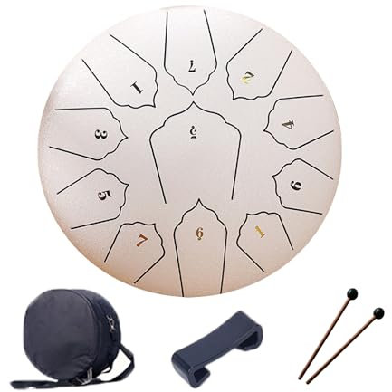 MEOYCHB Stahlzungentrommel,Zungentrommel 10 Zoll 11 Noten C-Key Tongue Drum Stahlzungentrommel Percussion Instrument Handpan Drum mit Tragetasche,Musikbuch, Schlägel,für Geschenke,Meditation