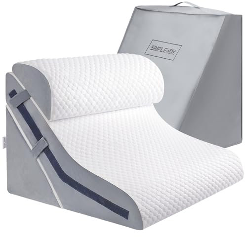 Simpledad Oreiller cale pour dormir, oreiller orthopédique 15 en 1 réglable en mousse à mémoire de forme, oreiller cale post-chirurgie, hauteur de 22,9 cm, 40,6 cm et 50,8 cm, oreillers inclinés 3 en